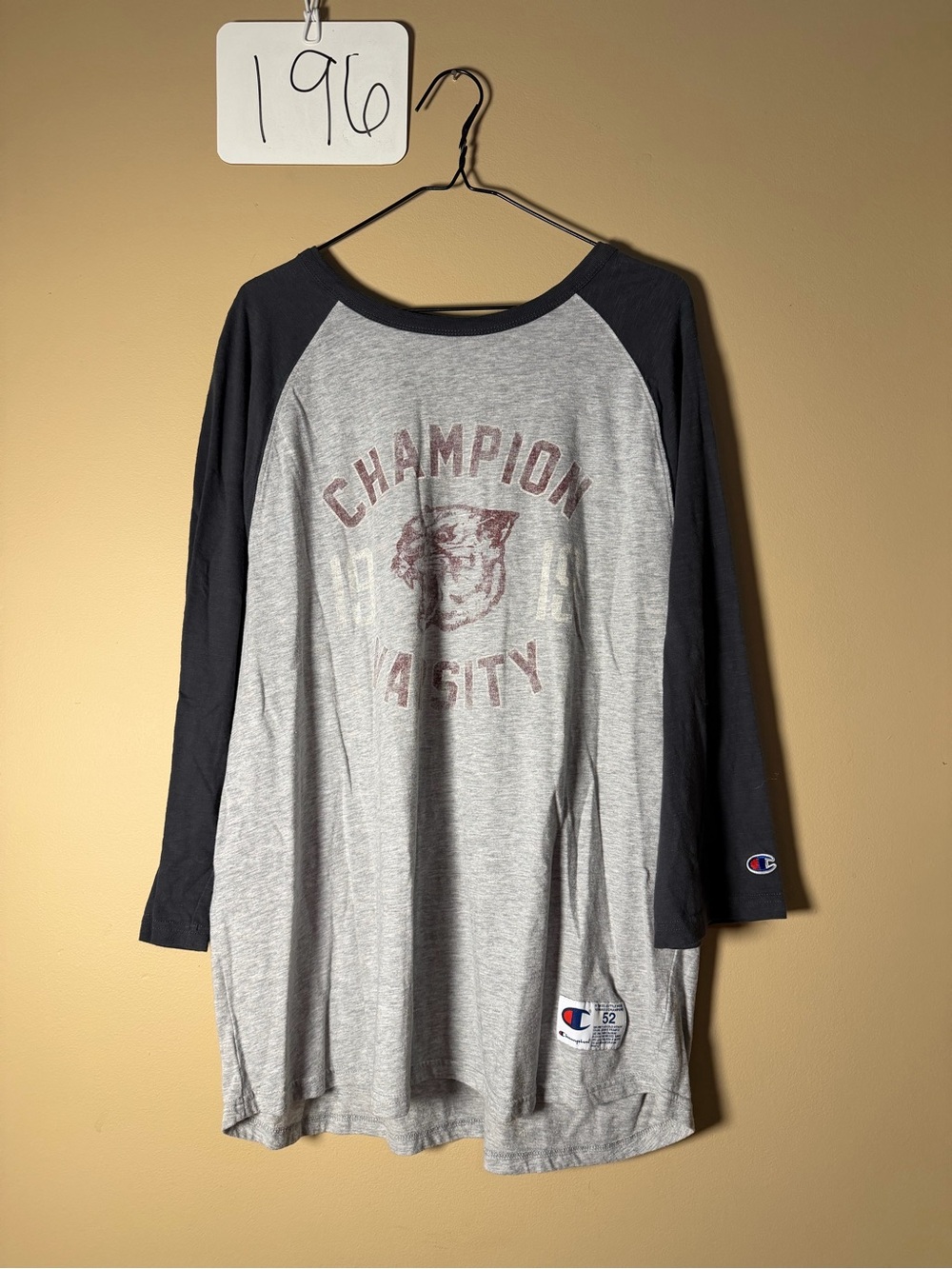 Champion Men’s Grey & carcoal Raglan Baseball Tee